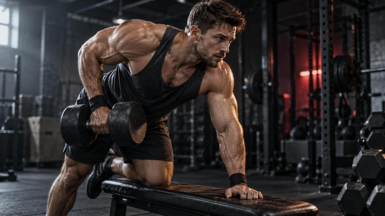 Natural bodybuilder training in a gym representing the natural vs enhanced debate