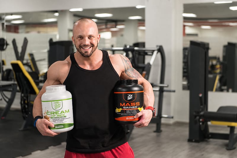 bodybuilder gym high mass gainer and cream of rice